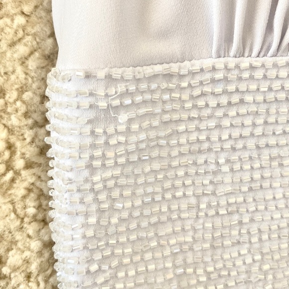 JS Boutique White Halter Beaded Maxi Formal Dress - Picture 5 of 11